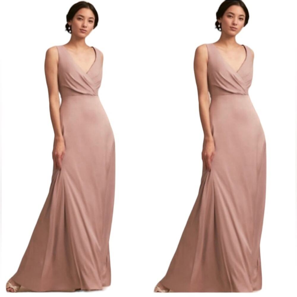 BHLDN Donna Morgan Collaboration NEW Size 8 Sabine Blush Satin Formal Gown NWT